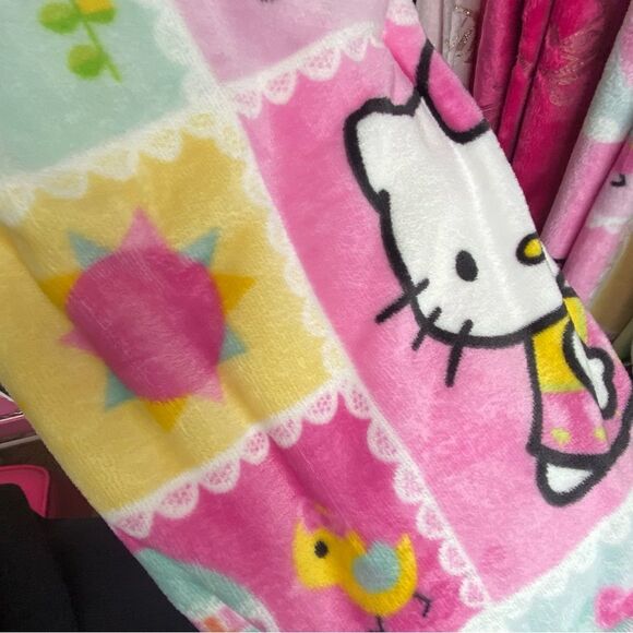 Hello Kitty Blanket - Easter Blanket with Baby Chicks - Pink Spring Blanket - Picture 10 of 10